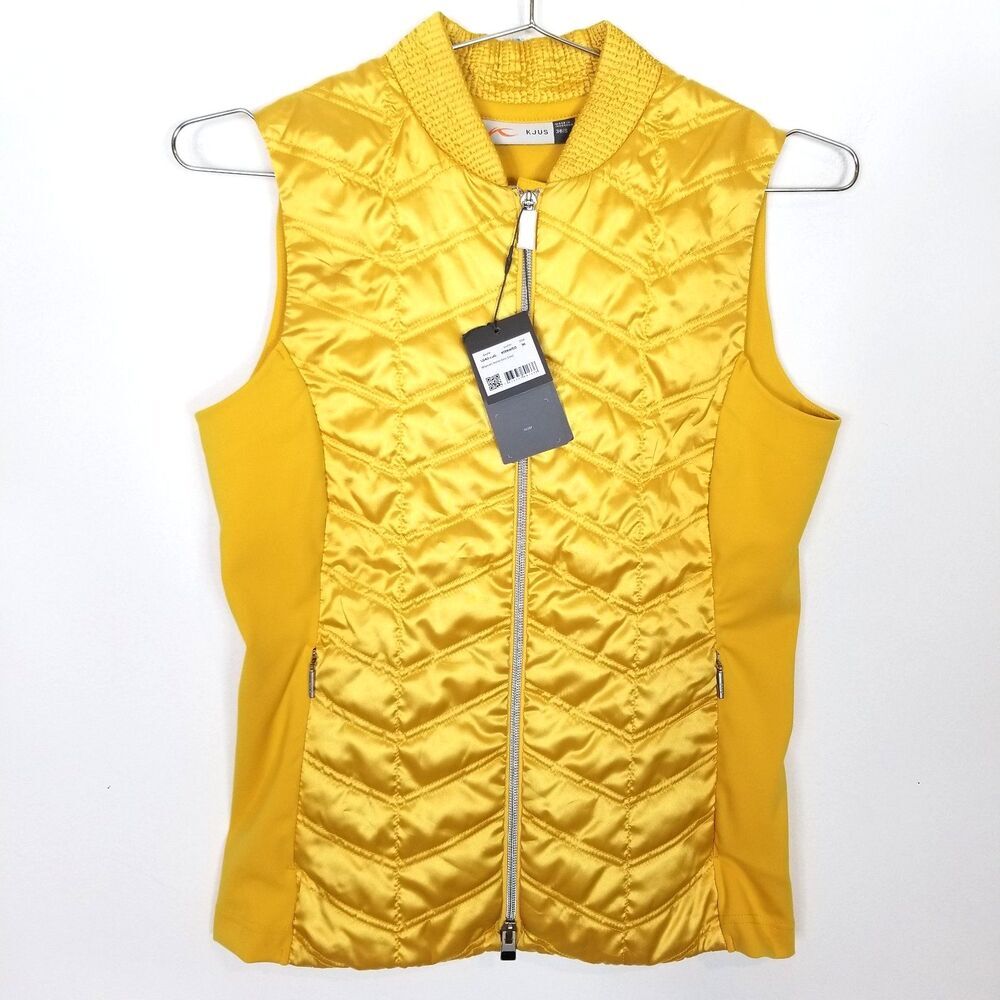 KJUS Women‎ Retention Vest Golf Jacket Sz  S Yellow  Insulated Zip Up